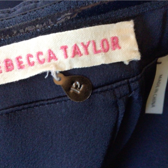 NWT Rebecca Taylor Lace Inset Strapless Gown Navy Blue Silk Maxi Dress - Picture 10 of 10